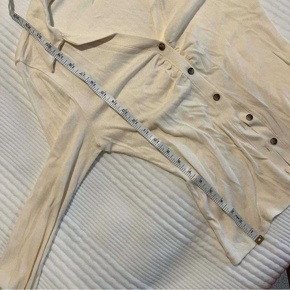 Madewell Ribbed Button Down Ruched Polo Cardigan - Picture 7 of 10
